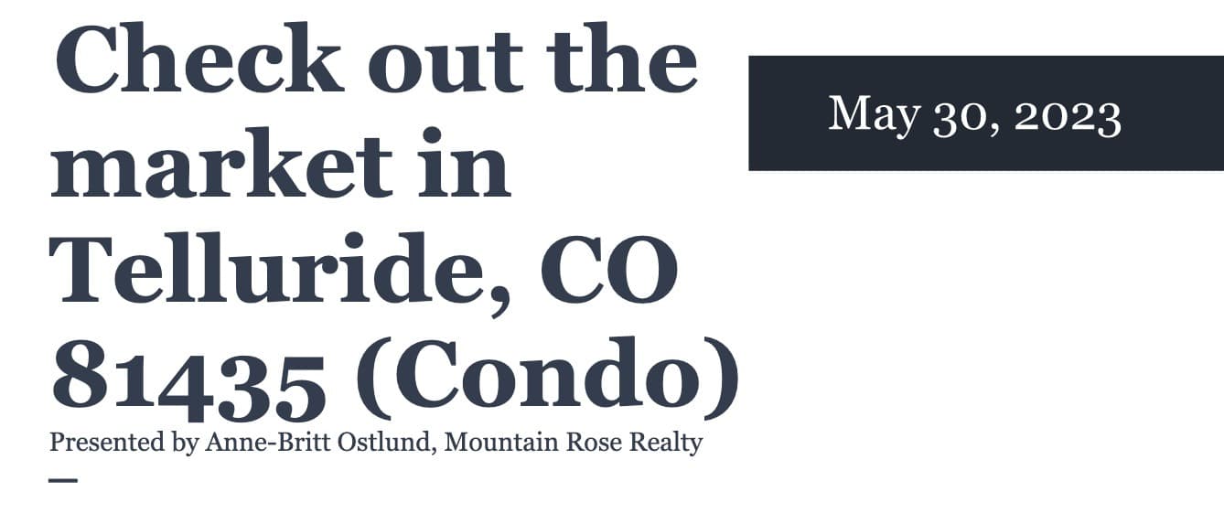 Check out the condo market in Telluride, CO 81435 (May 30, 2023)