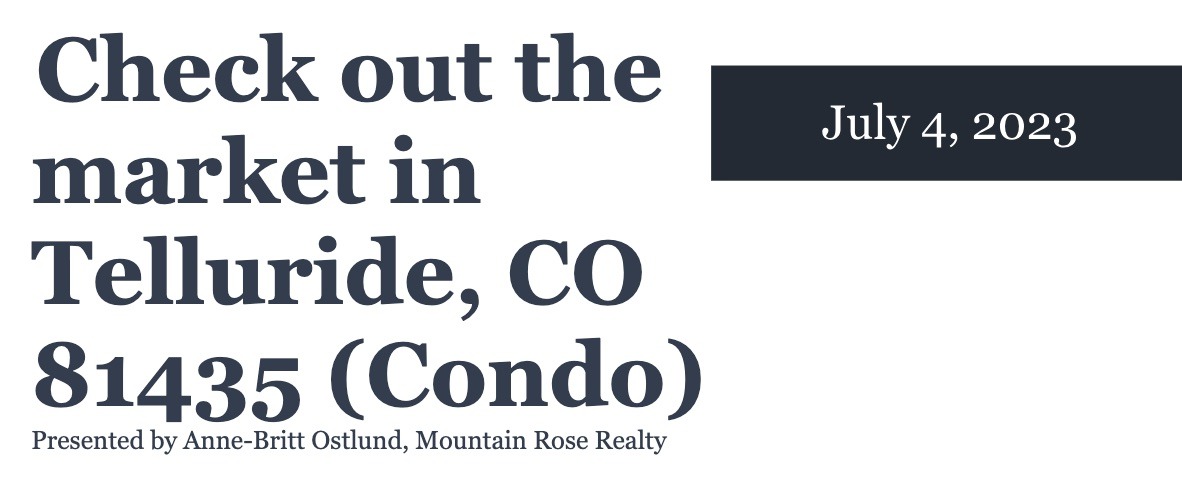 Check out the condo market in Telluride, CO 81435 (July 4, 2023)