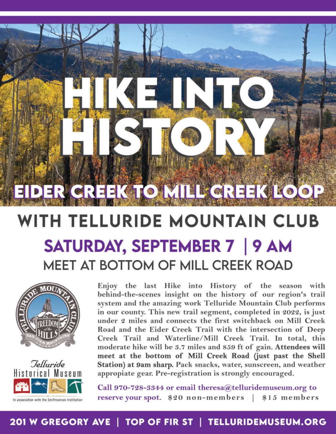 Exploring Telluride's Rich History: Eider Creek to Mill Creek Hike with the Telluride Mountain Club