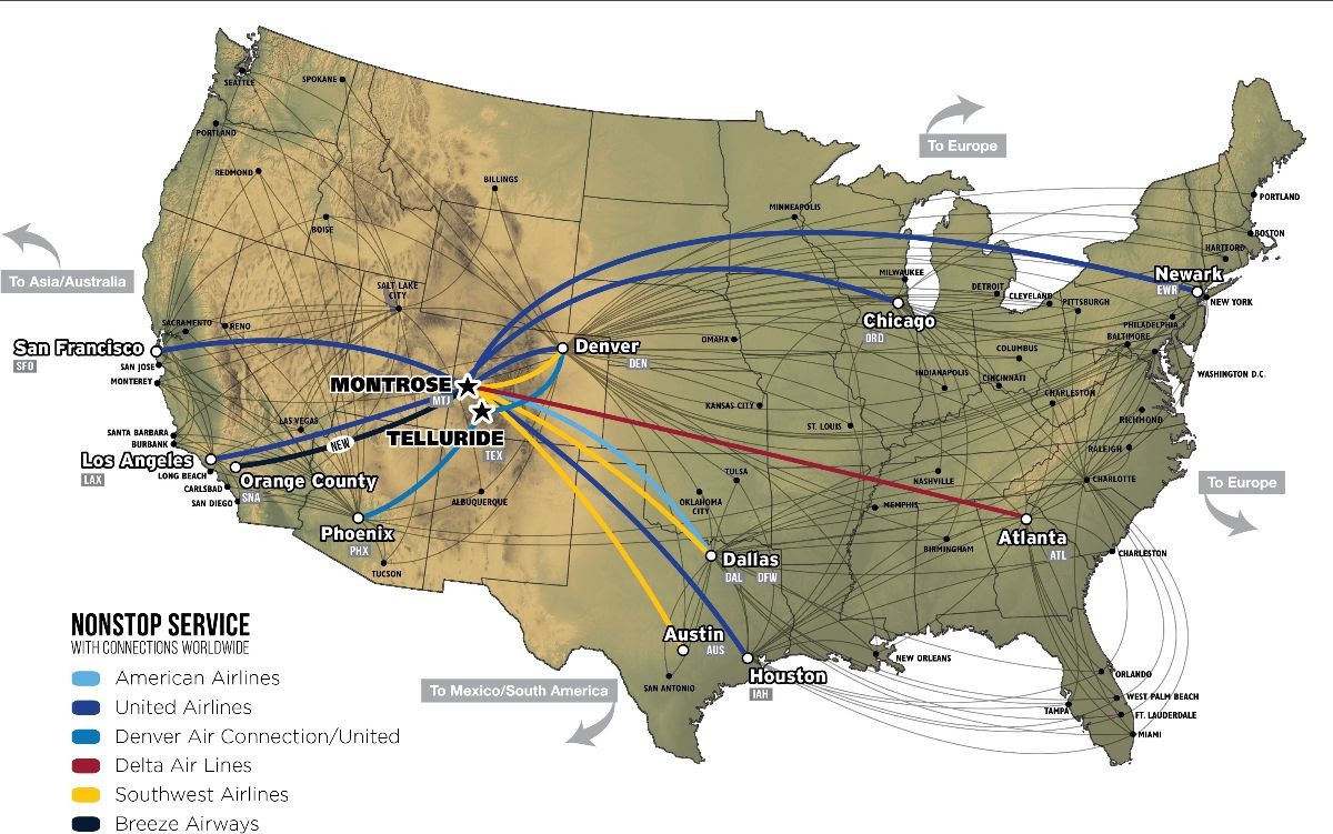 Telluride Winter Flight Schedule 2024-2025